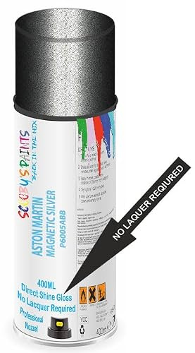 Aerosol Spray Paint Compatible with Aston Martin Magnetic Silver Metallic P6005ABB Available in Direct Gloss, Cellulose or Basecoat (Direct Gloss Aerosol)