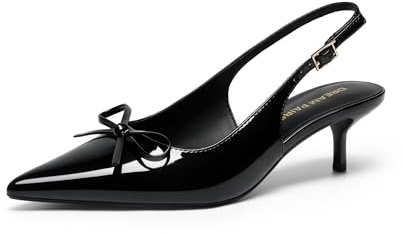 DREAM PAIRS Tacones Kitten Correa,Pat Negro,38.5