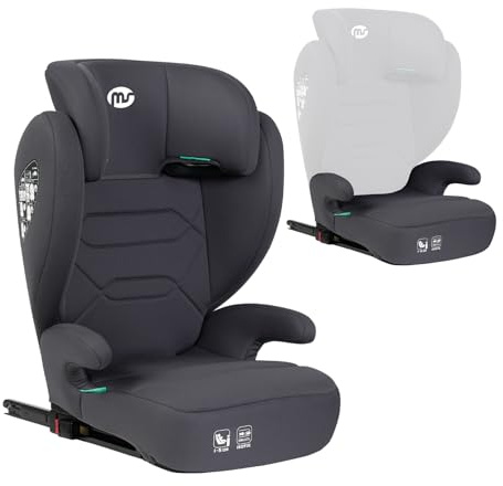 MS BabyWorld – BETA e ALPHA – Seggiolino auto Isofix Gruppo 2/3 e seggiolino rialzato convertibile | 15-36 kg | 100-150 cm | Cintura di sicurezza | Per neonati e bambini piccoli (Alpha Nero)