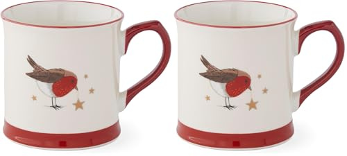 Cooksmart Christmas Robins Retreat Tankard Mug | Large Ceramic Coffee Mug with Festive Robin Design | Perfect Tea Cup or Coffee Cup for Home, Office & Special Occasions | Gift for Women & Men