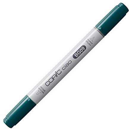 COPIC Ciao Marker Typ BG - 09, Blue Green, vielseitiger Layoutmarker, mit einer mittelbreiten und einer Brush-Spitze