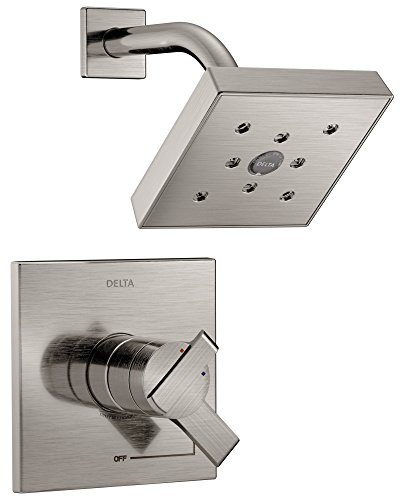 Delta Faucet Ara 17 Series Dual-Function Shower Trim Kit with Single-Spray H2Okinetic Shower Head, Stainless T17267-SS (Valve Not Included)