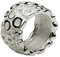 SILBERMOOS Damen Ring Bandring Kreis-Struktur breit matt glänzend massiv 925 Sterling Silber, Größe:60