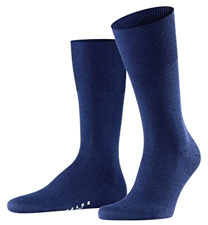 FALKE Men's Airport Socks, Light, Merino Wool Cotton, Crew Length, Classic Formal Socks, Trendy Work Clothing, Blue (Royal Blue 6000), 14-15, 1 Pair