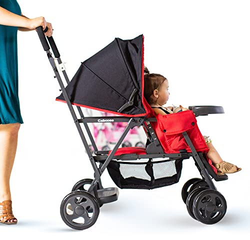 Joovy 8141 Caboose kompakteste und wendigste Doppel-Kinderwagen, rot