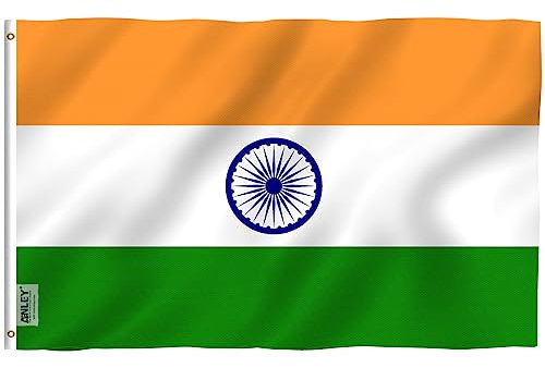 Anley Fly Breeze 3x5 Fuß India Flag - Lebendige Farbe und UV-beständig - Canvas Header und doppelt genäht - Indian National Flags Polyester mit Messingösen
