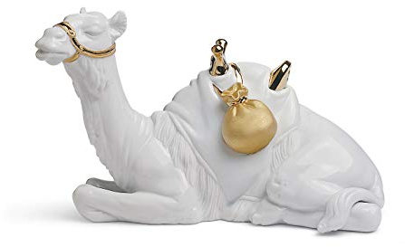 LLADRÓ Krippenfigur Das Kamel. Gold. Kamel (Krippenfigur). Porzellan.