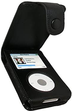 iGadgitz U0131 Vera Pelle Custodia Cover Compatibile con Apple iPod Classic 6th Generation - Nero