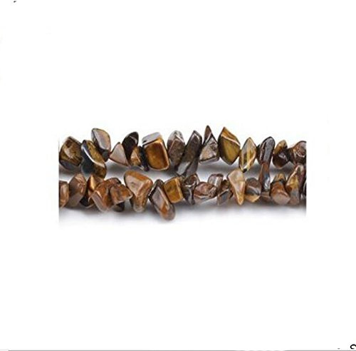Grade A Natural Tiger Eye Gemstone Beads - Brown & Yellow, 5-8mm Smooth Chips - Long Strand of 200+ - Authentic South African Stones for Jewellery Making, 1mm Hole