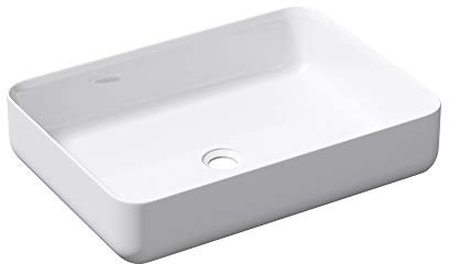 Mai & Mai Vasque à Poser Blanc Rectangulaire Lavabo Salle de Bain Évier Lave Mains sans trop-Plein Col812