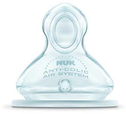Nuk - 80602474 - First Choice + Tétines Perçage XL Lait avec Céréales 6-18 Mois Taille 2, Transparent, Set de 2