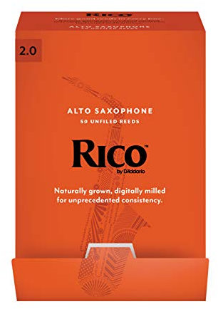 Rico by D'Addario Saxophon Blätter | Hochpräzise gefertigt | Alt Saxophon Blätter 2 Stärke | 50er-Packung | Warmer voller Ton | Angenehmes Spielgefühl