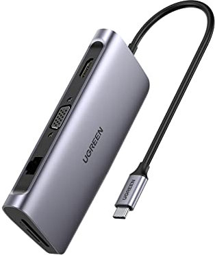 UGREEN Hub USB C HDMI VGA Adaptateur USB C Ethernet Gigabit 1000 Mbps 9 en 1 Dock Multi Ports PD 100W 3 Sorties USB 3.0 5Gbps Compatible avec MacBook Pro MacBook Air M1 iPad Pro 2021 XPS 13 15