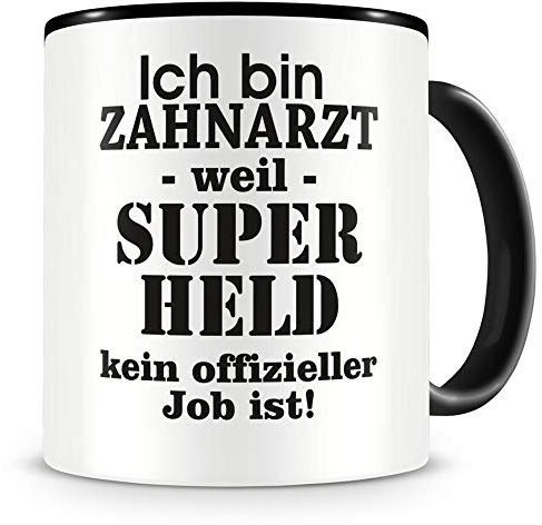 Samunshi® Zahnarzt Tasse mit Spruch Geschenk für Zahnarzt Mann Frau Kaffeetasse groß Lustige Tassen zum Geburtstag schwarz 300ml