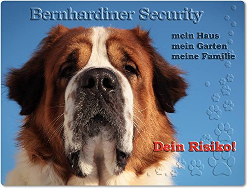 Warnschild - Schild aus Aluminium 30x40cm - Motiv: Bernhardiner Security (01)