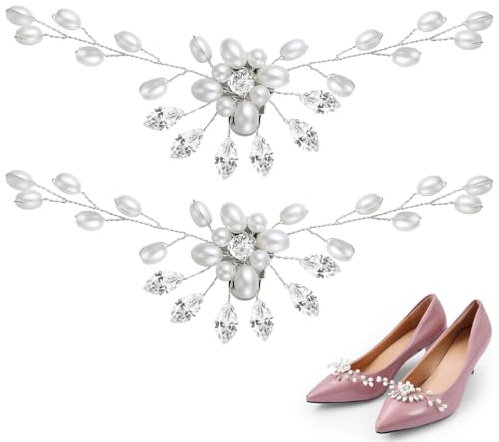 Amosfun 2 stücke perle schuhschnallen mode diamante kristalle schuhdekoration kristall schuhschnallen strass schuhclip für hochzeit frauen