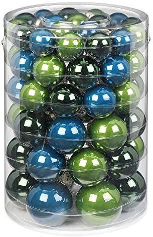 Weihnachtskugeln Glas 4cm - 7cm Mix 60er Set Christbaumkugeln Petrol grün - Brilliant Nightfall