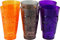 BWG Set Of 6 Halloween Plastic Skull Face Tumblers/Glasses - Purple Orange Grey