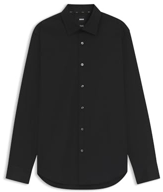 BOSS Herren H-JOE-C1-214 Regular-Fit Hemd aus elastischer Baumwoll-Popeline mit bügelleichtem Finish Schwarz001 46