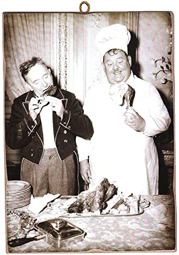 KUSTOM ART CUCUBA Bild im Vintage-Stil (Stan Laurel & Oliver Hardy) Druck auf Holz, für Dekoration Zuhause, Restaurant, Pizzeria, Bar, Hotel 18 x 25 cm.