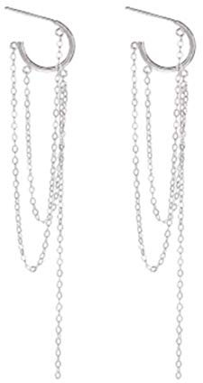 SLUYNZ 925 Sterling Silber Tropfen Ohrringe Creolen Huggie Ohrringe Kette für Frauen Damen Piercing Ohrringe Quaste (Silber)