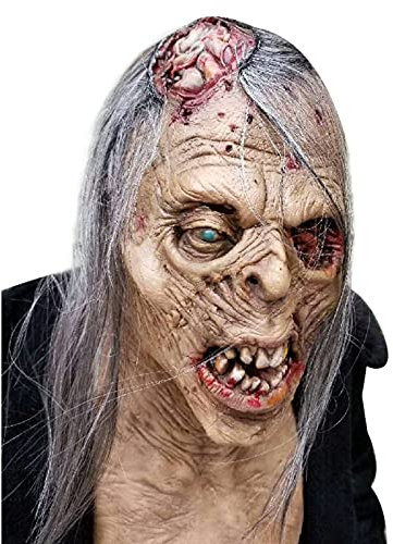 SINSEN Halloween Scary Zombie Mask Realistic Old Man Mask Horror Walking Dead Helmet Full Head Creepy Devil Costume Props Cosplay Party for Masquerade