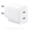 VOLTME Chargeur USB C 20W, Chargeur 2-Port Mural USB-C Double Type C Charge Rapide Secteur PD3.0 PPS Adaptateur Compatible avec iPhone 15/14/Pro/Pro Max, Galaxy Note, Xiaomi/Huawei/Pixel - Blanc