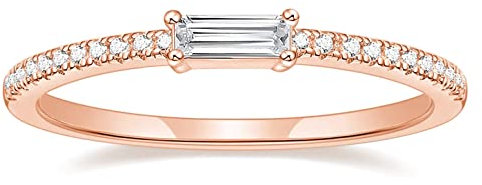 Titaniumcentral Ringe Damen Vorsteckring Schmal Ewigkeitsringe Baguette-Schnitt Zirkonia Verlobungsringe Eheringe Trauringe (Rosegold,56 (17.8))