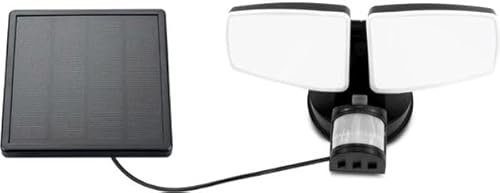SYLVANIA GIZMO Solar, solarbetriebene LED-Leuchte, Typ Flooter mit 2 verstellbaren Leuchtteilen mit PIR, Flutlichtstrahler mit 920 Lumen, IP54, 4000 Kelvin, Solar-Panel separat mit Kabel, 1x Schwarz