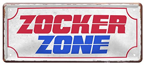 Zocker Zone Deko Blechschild - Retro Blechschilder Dekoration für Teenager Jugend Zimmer - Geschenkidee Gamer PC-Spieler - Gaming Zubehör - 28x12cm