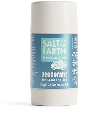 Salt of the Earth - Natural Deodorant Stick - 100% Natural Origin Ingredients, Aluminium Free, Vegan, Long Lasting Protection, Refillable, Made in The UK 84g (Ocean & Coconut)