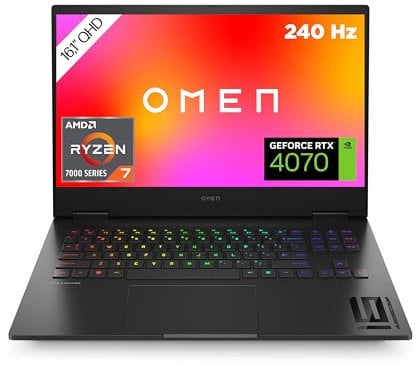 HP Omen Gaming Laptop | 16,1 QHD 240Hz Display | AMD Ryzen 7-7840HS | 32 GB DDR5 RAM | 1 TB SSD | NVIDIA GeForce RTX 4070 | Windows 11 Home | QWERTZ | schwarz
