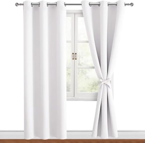 Hiasan Verdunklungsvorhänge Gardinen mit Ösen,Grau-weiß Blickdicht Vorhänge,2 Stück,117 x 228 cm (Breite x Höhe),weiche Schiebevorhänge für Schlafzimmer,Wohnzimmer usw.
