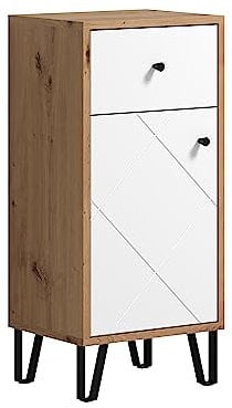 trendteam smart living - Touch - Standschrank - Artisan Eiche/Weiß - 1 Schublade und 2 Fächer - (BxHxT) 36 x 79 x 29 cm - moderne Metallfüße - kratzfest