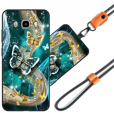 JEZSTHAI Handyhülle Kompatibel mit Samsung Galaxy J5 2016 Hülle Silikon Dünn mit Muster Design,Weiche Flexibel Stoßfeste Schutzhülle mit Handykette & Handykordel zum Umhängen,Nr.A04