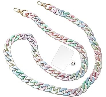 GRFIT Chaine Telephone Portable, Chaine de Telephone, 120cm Collier Telephone Portable, Chaine Telephone Sangle Telephone Cordon Téléphone, Tour de Cou Téléphone 120cm h