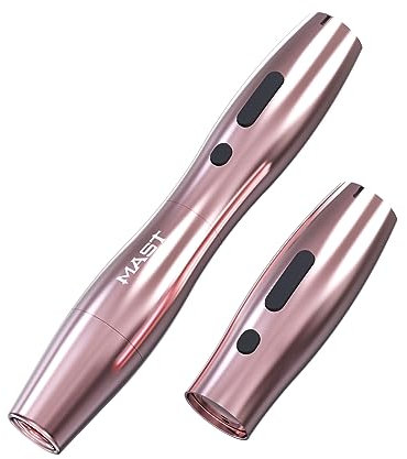 Mast P20 Wireles Tattoo Maschine Pen Rotary Tätowiermaschine Microblading Tattoo Pen 2 pcs Batterien 2.5mm Stroke Length with digitales OLED-Display für Augenbrauen Eyeliner Lippe pink