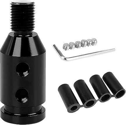JNNJ Adaptador Pomo Cambio, Adaptador Perilla Cambio Coche Para Cambiadores Sin Rosca, Adaptador Universal Pomo Cambio Engranaje Aleación Aluminio, Para Caja De Cambios Manual M12 X 1.25(Negro)
