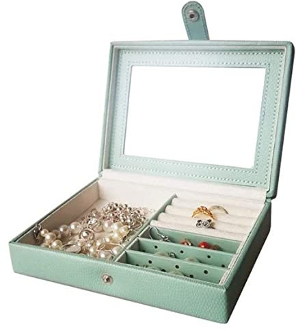 Schmuckbox Schmuckkästchen Schmuckschatulle Schmuckschatulle Aus Leder, Verspiegelt, Schmuckschatulle, Schmuck-Organizer, Frauen, Vitrine Für Ringe, Ohrringe, Halskette Schmuckkasten Schmuckkoffer (C