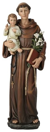 BC katholische St. Antonius von Padua, gesegnete Figur, religiöse, inspirierende Heimdekoration, 37,5 cm hoch, Renaissance-Skulptur handgefertigt von Buildclassic