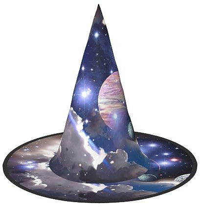 Space Planet Print Faltbare Spitze Erwachsene Hexen Hüte Zauberer Halloween Cosplay Zubehör Für Frauen
