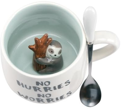 XinHuiGY Tazas de café lindo perezoso,Taza Kawaii,Regalos para Mujeres,3D Animal taza de la mañana,lindas mugs,Regalos de cumpleaños de Navidad para Chicas Niños Hombres Mamá Maestra (Perezoso)