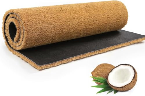 BLADO Coir Matting Natural Coir Entrance Door Mat Indoor Outdoor - Non-Slip Heavy Duty Door mat with thick Bristle & Rubber Back (Brown, 40 x 70 cm)