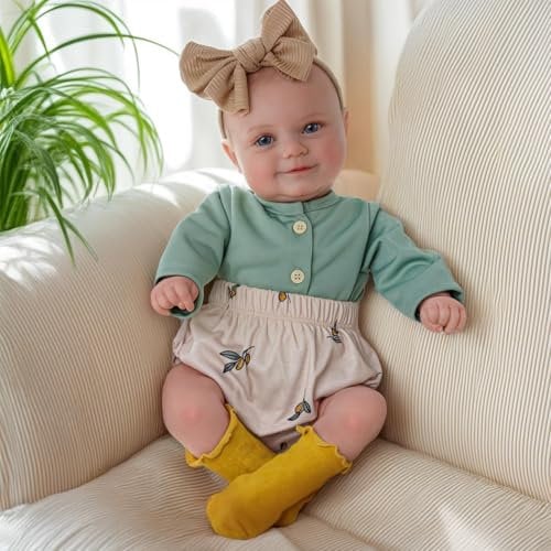 BABESIDE Reborn BabyPuppen 20 Zoll Lebensechte Baby Puppen Niedliche Grills Weiches Vinyl Realistische Neugeborene Real Life mit Süßem Lächeln Realistische