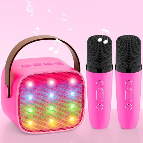 Mädchen Geschenk Kinder Karaoke Maschine: Karaoke Mikrofon Kinder- Spielzeug ab 3-11 Jahre Mädchen Junge - Mini Bluetooth Lautsprecher Set - Kindertag Geschenke für Mädchen Kinder 4 5 6 7 8 9 10 11+
