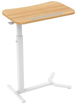 ESMART EAS-121WM 60 x 38 cm Ahorn - Mobiler stufenlos pneumatisch höhenverstellbarer Beistelltisch 66-106 cm für Couch, Bett, Kinderzimmer und Homeoffice
