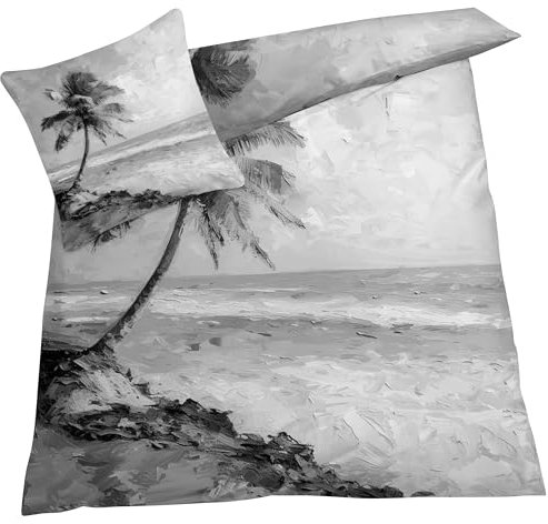 YELDAN Bettwäsche 140x200 Palme, Landschaft Bettbezug, Bettwäsche-Sets 2 teilig, Weich & Bügelfrei Mikrofaser Wendebettwäsche und 1 Kissenbezug 80x80 mit Umschlag