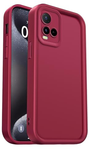 PanXCase Hülle für Vivo Y21 / Y33S 4G / Y21S - Handyhülle Silikonhülle Weich Dünn Leicht Elegant Design, Kameraschutz Stoßfest Kratzfeste Slim Schutzhülle (Rotwein)