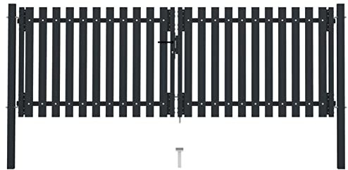CIADAZ Cancela Doble de Valla de acero Gris Antracita 306x150 cm, Puertas Metalicas Exterior, Puerta Jardin, Valla De Jardin, Puerta De Jardín - 146351