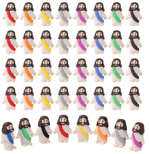 40stk Jesus Spielzeug, 3x1,5x3,5cm Mini Kleine Jesus Figuren Klassischer Christus Spielzeug für Kinder Religiöse Partys Sonntagsschule Basteln Taufgeschenke Ostereierfüller